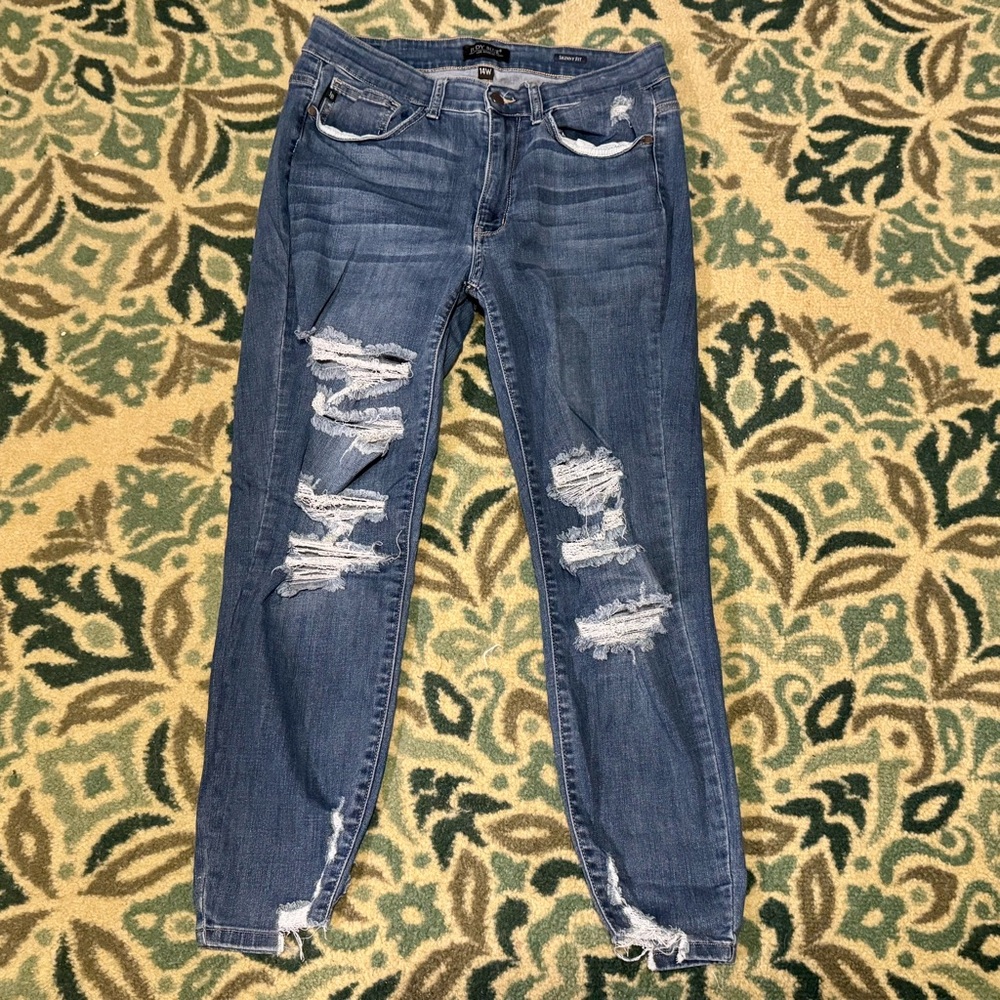 Women’s Judy Blue Skinny Piper Distressed Stretch Jeans 14W